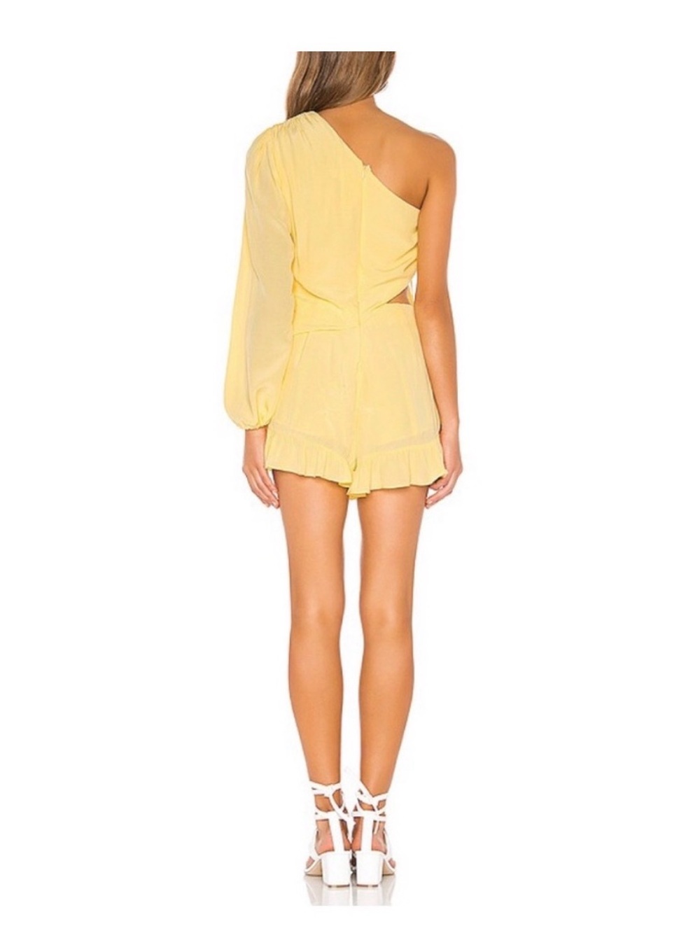 Lovers + Friends One-Shoulder Yellow Ruffle Mini Dress - Picture 2 of 2